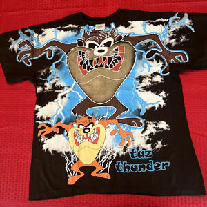 Taz Tasmanian devil thunder lightning 2 sided modern aop vintage 90s style shirt